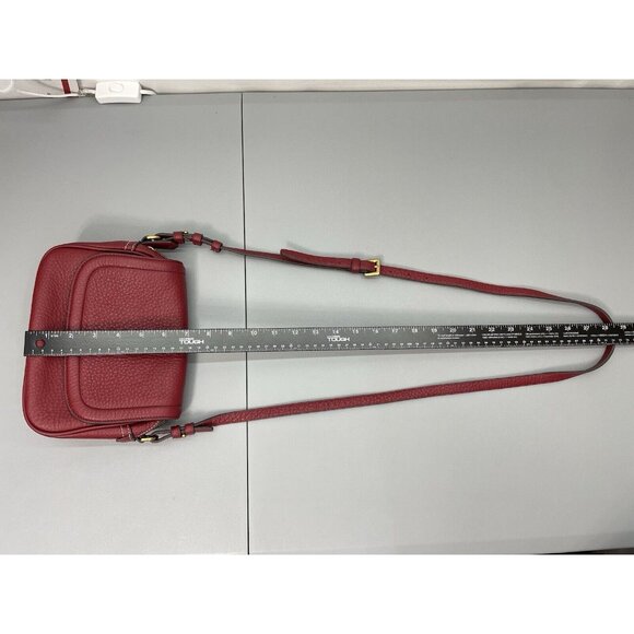 J Crew Signet Crossbody Bag Purse Flap Over Pebbled Italian Leather Red New - Picture 16 of 16